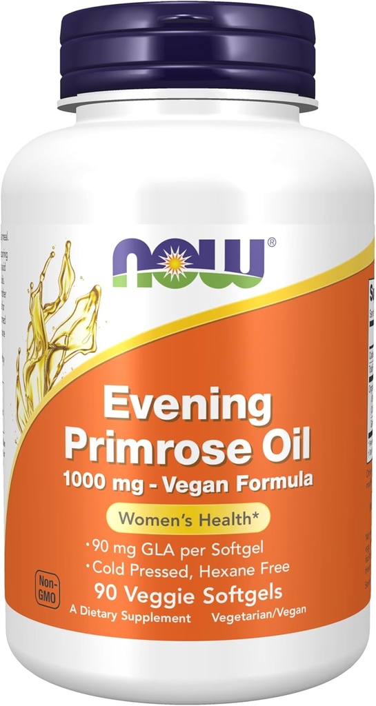 Nyní Potraviny Doplňky, Večerní Primrose Oil 1000 mg, Studené lisované, Hexane zdarma, Vegan Formule, 90 Veg Softgels