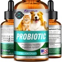 Premium Probiotika pro psy, Kočky - Stravovací Enzymy & Prebiotika Dodatek - Pomáhá zmírnit průjem, zvracení, Upset žaludku, plyn, zácpa a špatný dech - Podporuje trávicí systém - 2 Fl Oz