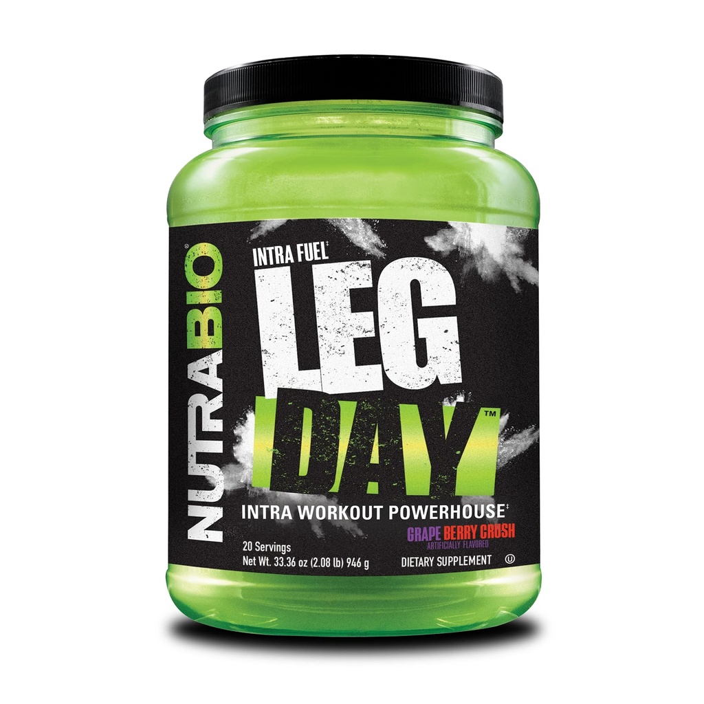NutraBio Leg Day Intra Workout Powder - Advanced Carb Supplement with Cluster Dextrin & Electrolytes - Karb Powder with EAA / BCAA - Cyclic Dextrin for Performance - Grape Berry, 20 Servings