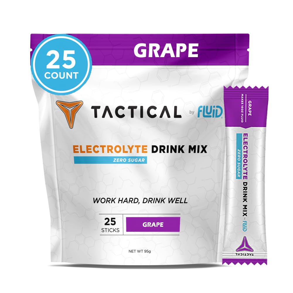 Tekuté taktické - nulový cukr, Keto Electrolyte Powder, Hydratační balíčky, Made in USA (Grape, 25 Count)
