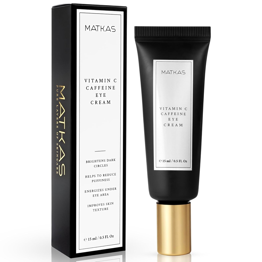 MATKAS Korean Vitamin C Kofein oční krém pro tmavé kruhy 0.5 Fl Oz - tmavé kruhy pod očním ošetřením, Oční krém proti stárnutí pro Puffy Eyes