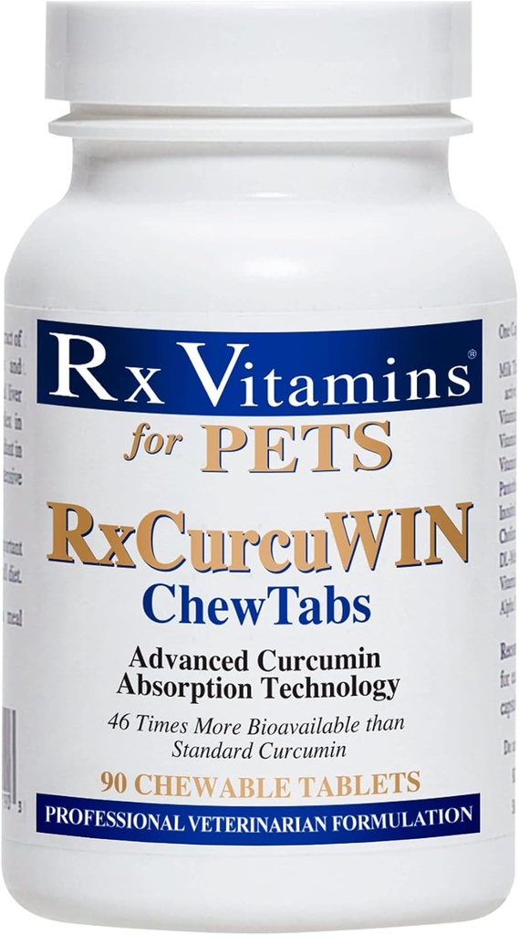 Rx Vitamíny CurcuWIN Curcumin pro zvířata v zájmovém chovu - Kočičí imunitní podpora - Pes Digestivní podpora - 90 ct
