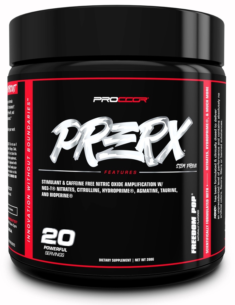 PreRx Caffeine Free Version - Plně klinicky dávkované, vědecky podložené Performance Pre Workout s dusičnany, přirozeně ochucené - 20 Služeb (svoboda pop)