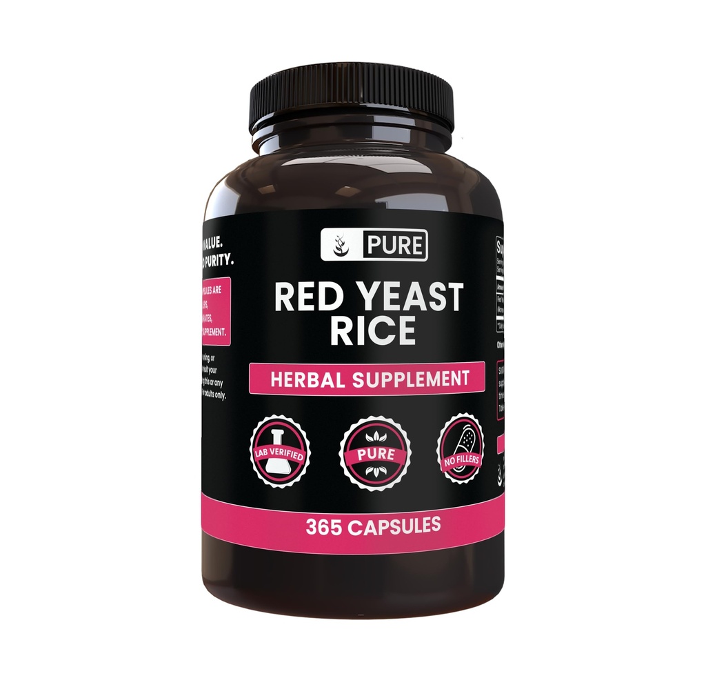 PURE ORIGINAL INGREDIENTS Red Yeast Rice (365 Capsules) No Magnesium or Rice Fillers, Vždy čisté, Laboratorní ověřené