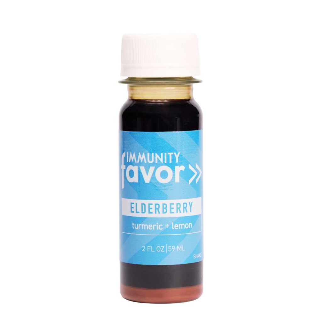 Favor Elderberry Imunity Shot - Přírodní Wellness Pants with Turmeric and Lemon - Drink for and Imunity Boost, Vitamíny & Nutrients, & Daily Wellness - 12 Pack (2oz Each)