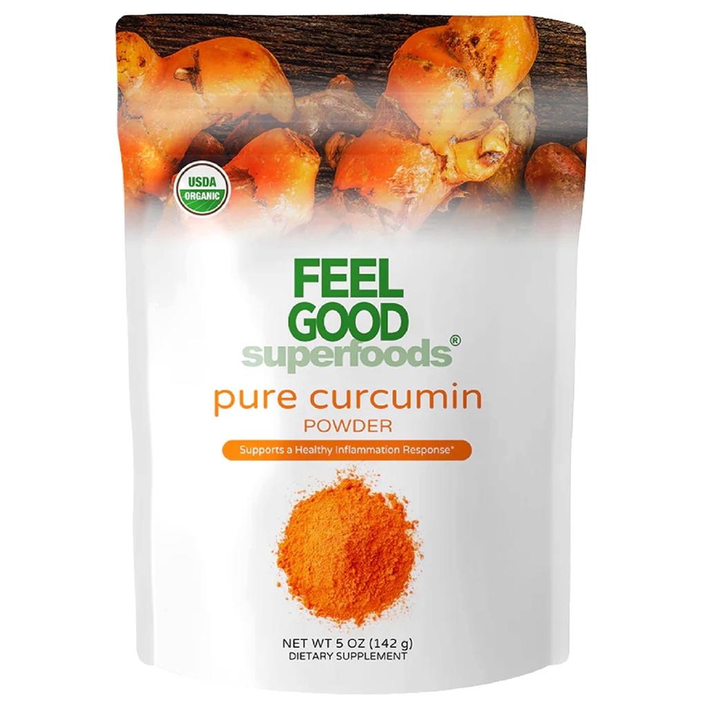 FEEL Good Superfoods čistý kurkumin prášek, organický, non-GMO, Vegan z Bulk Ground Turmeric Root z Indie, Curcuma Longa společný dodatek, 5 oz