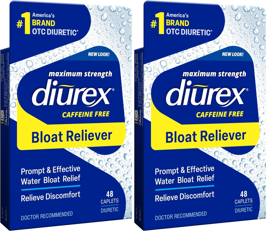Diurex Max - Maximální síla Caffeine- Free Diuretické vodní pilulky - Cítit lépe a méně těžké, 48 Počet (balení po 2)