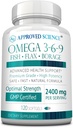 Schválená věda Omega 3-6-9-2400mg Denní směs ryb, lněných semínek a brusiva s vitaminem E - Wellness Support - Non- GMO, Mercury- Free - 120 Softgels - 2 měsíce