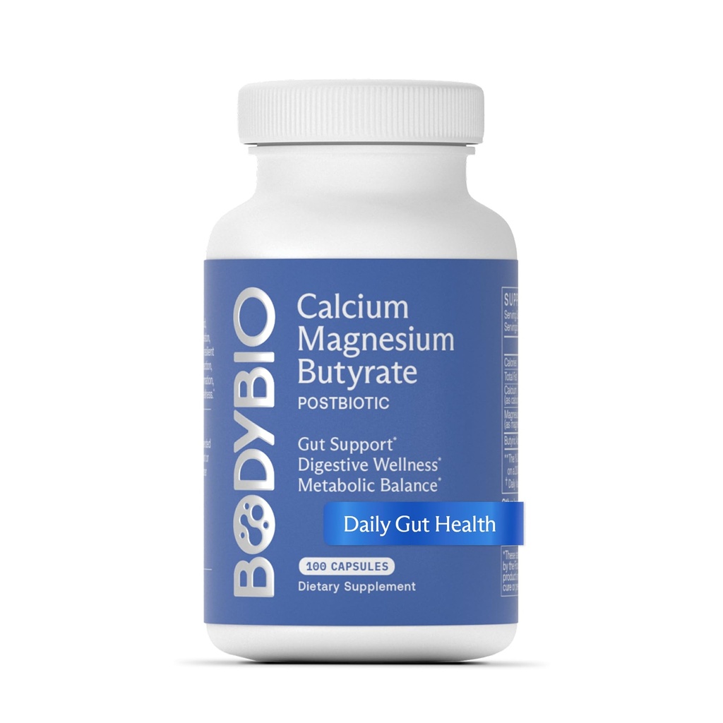 BodyBio Butyrate - Postbiotická pro Gut Health, Digestive Support, Bloat, Gas & Concurrency Relief, Leaky Gut Opravy - vápník, hořčík + Butyric Acid Dodatek pro GI Wellness