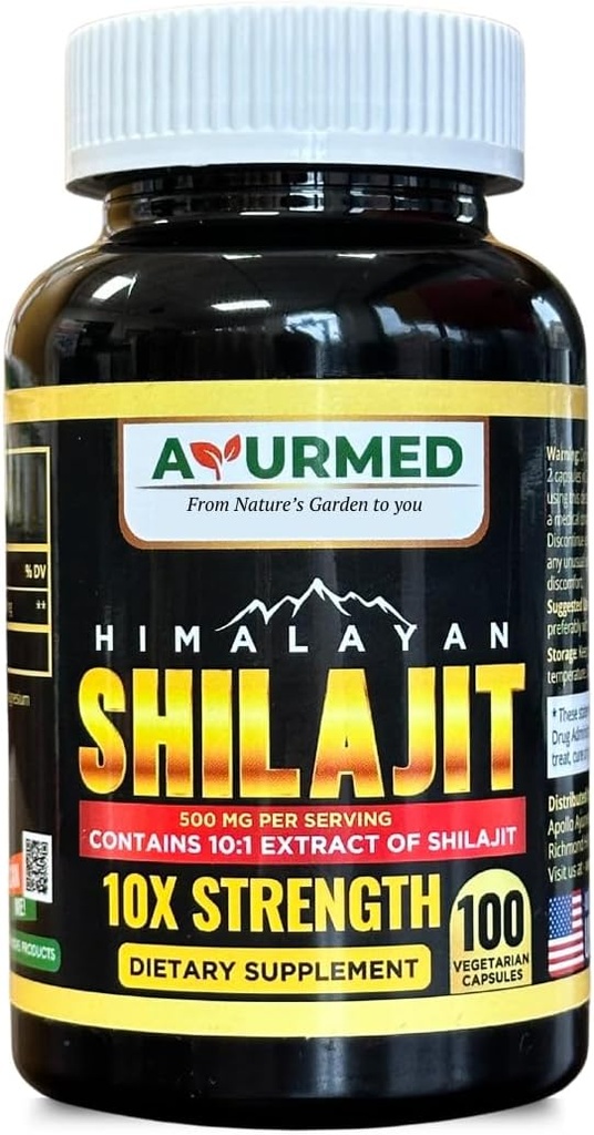 Čisté organické himalájské shilajit kapsle (Shilajeet) pro muže a ženy - 5000 mg Ekvivalentní - Natural Energy & Stamina Booster - 100 Veg Kapsle 124; Made in USA - Fulvic Mineral Supplement