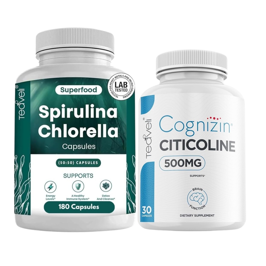 Teaveli Citicolin s Spirulina chlorella Kapsle Bundle