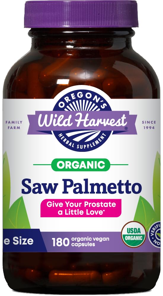 Oregon Wild Harvest Certified Organic Saw Palmetto Bylinné kapsle, 180 Počet