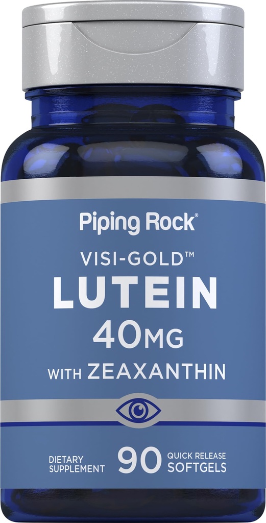 Piping Rock Lutein s Zeaxanthin 40mg colum124; 90 Softgels colum124; Oční doplněk od Marigold Extract colum124; Non- GMO, gluten zdarma