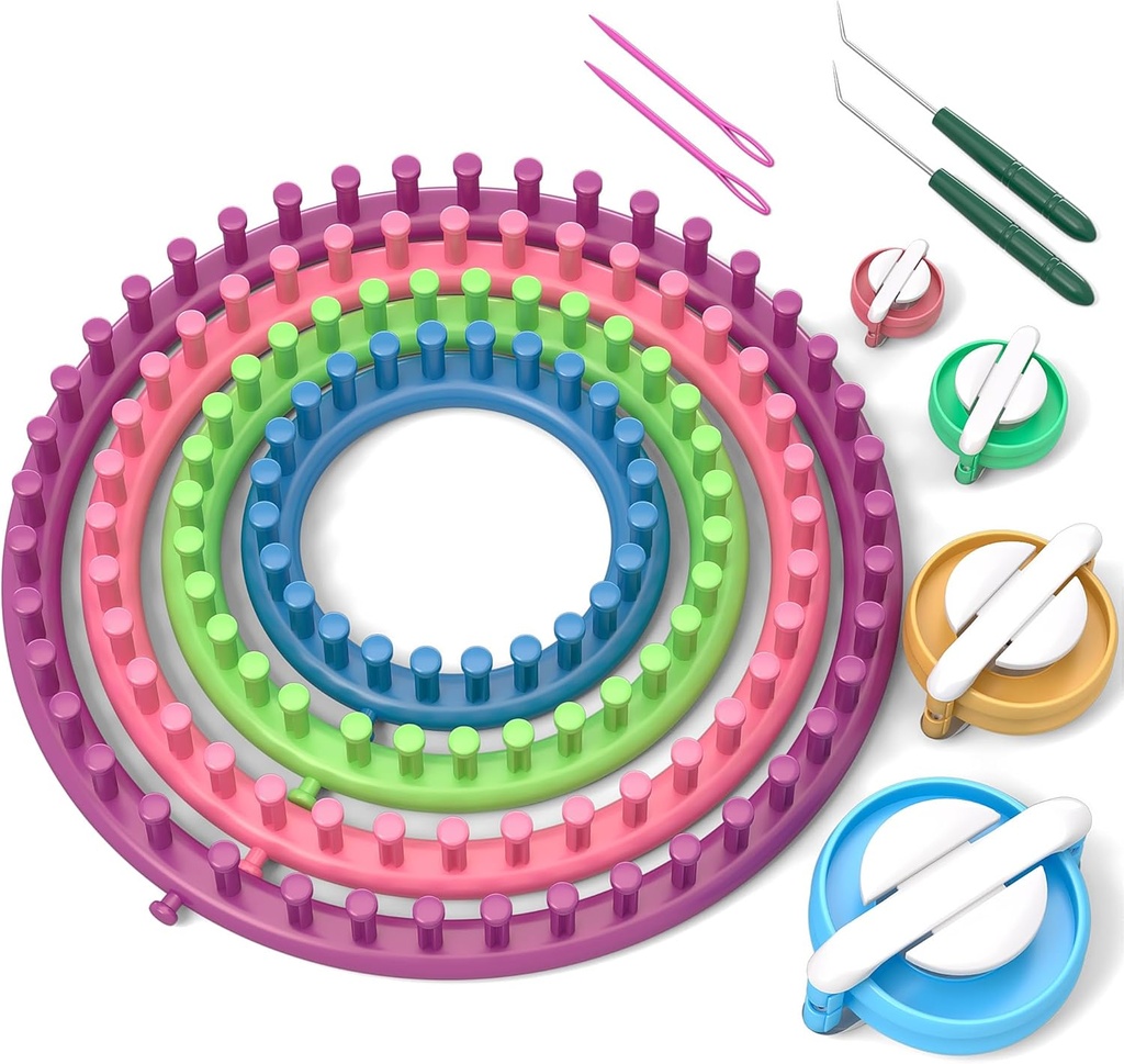 READAEER Round Pletting Looms Set Craft Kit Tool s háčkem jehly a Pompom Maker