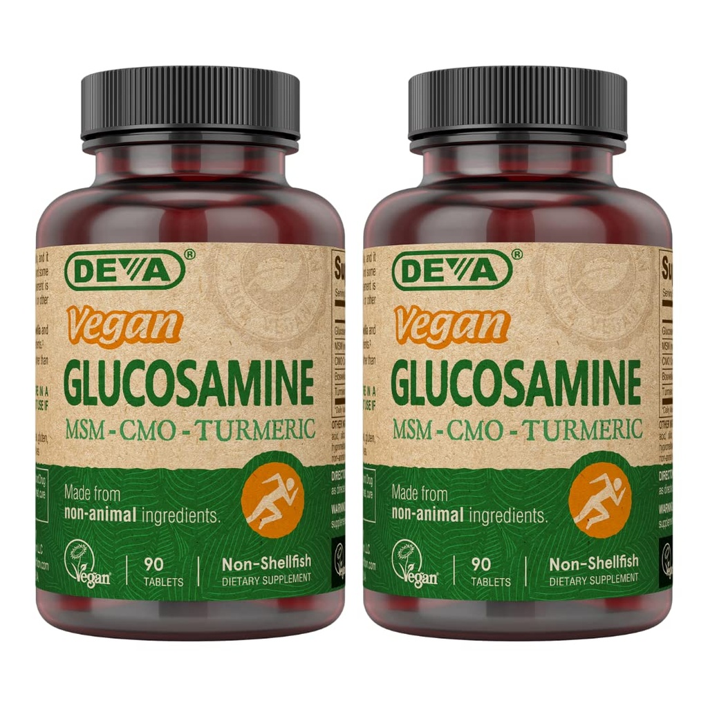DEVA Vegan Glucosamine- MSM-Joint & Turmeric Supplement - Gluten zdarma rostlinný doplněk výživy - 90 tablet (balení po 2)