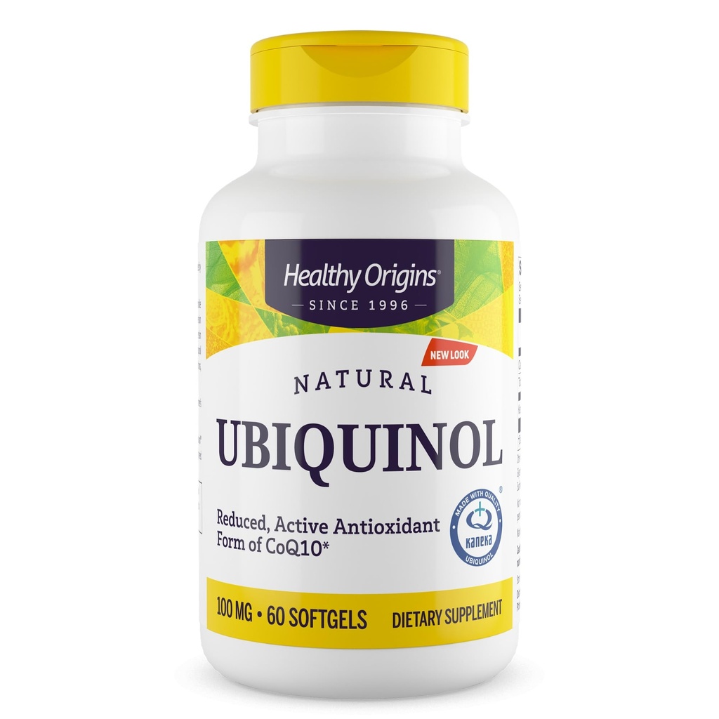 Zdravý původ Ubiquinol 100 mg (Kaneka QH, Non- GMO, Gluten Free, Podpora srdce, Podpora energie), 60 Softgels