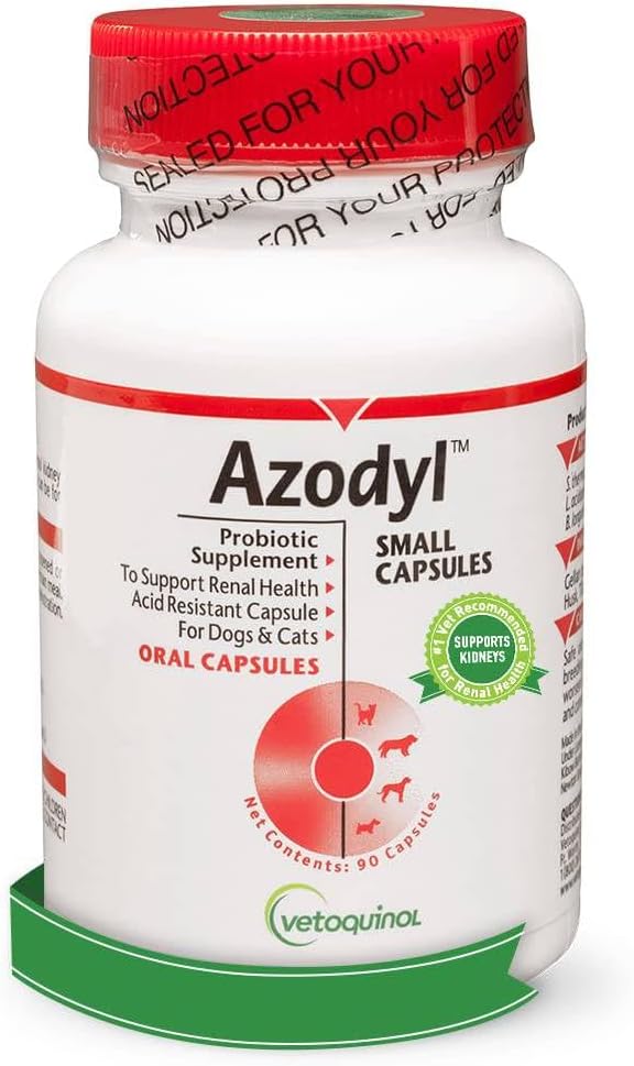 Vetochinol Azodyl Ledviny Doplněk zdraví pro psy a kočky, 90ct - Probiotické Pet Wellbeing - Podpora funkce ledvin a spravovat renální toxiny - Renální péče Dodatek - Easy- to- Polykat malé Caps