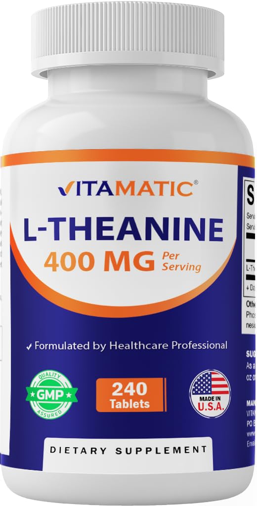 Vitamatic L- Theanine Supplementary 400mg per Serving - 240 tablet - Non- GMO, gluten zdarma