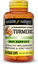 MASON NATURAL Turmeric 500 mg, s 95% kurkuminoidy, dodatek pro celkovou podporu Wellness & Joint, 60 Plant- based Veggie Capsules