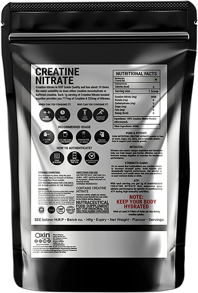 Flacon Creatine Nitrate Pre Workout Dodatek Prášek 50 Grams, 1.7637 Ounce