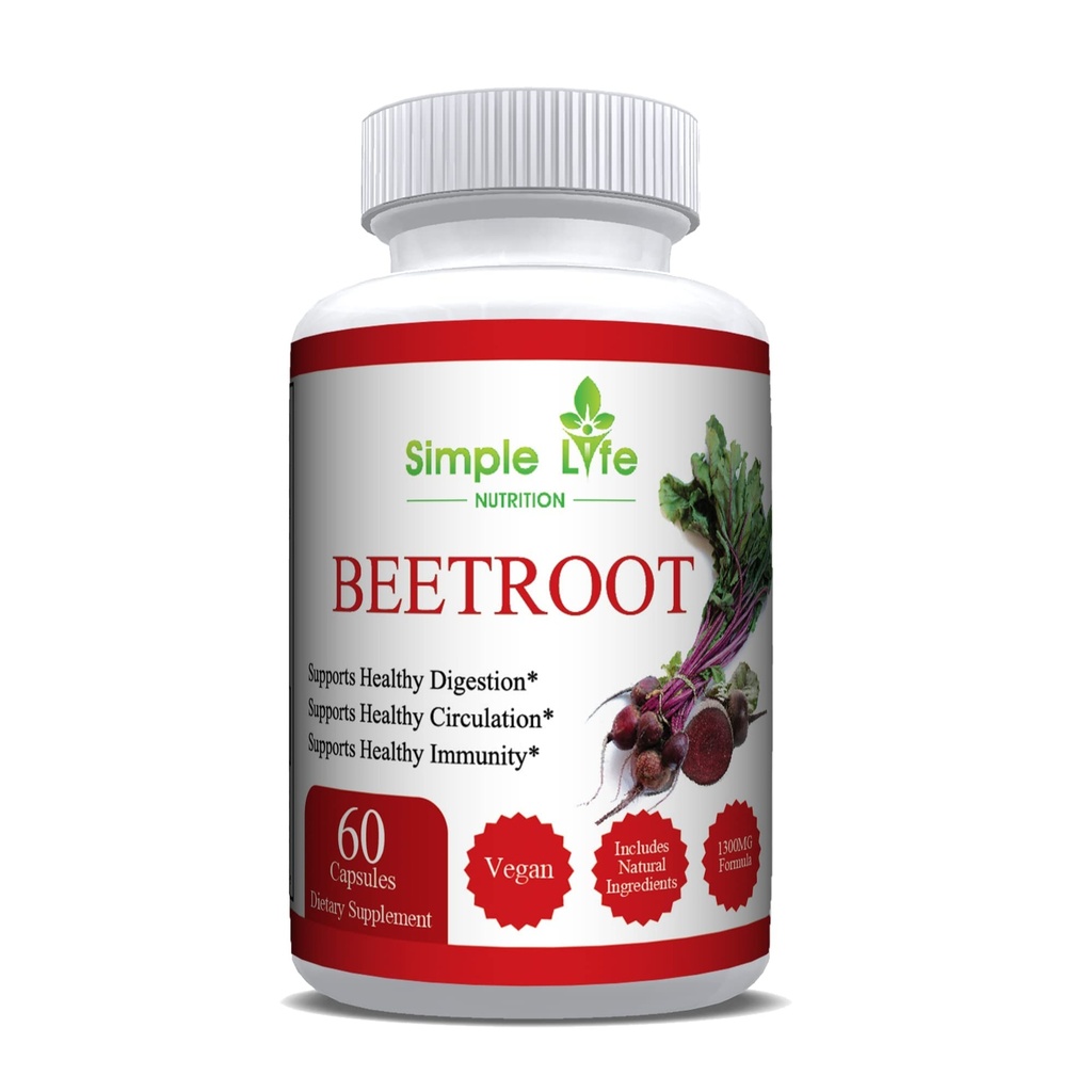 Powder Capsules - Nitric Oxide Booster pro muže a ženy - Organic Non- GMO gluten zdarma Vegan Beets - 60CT