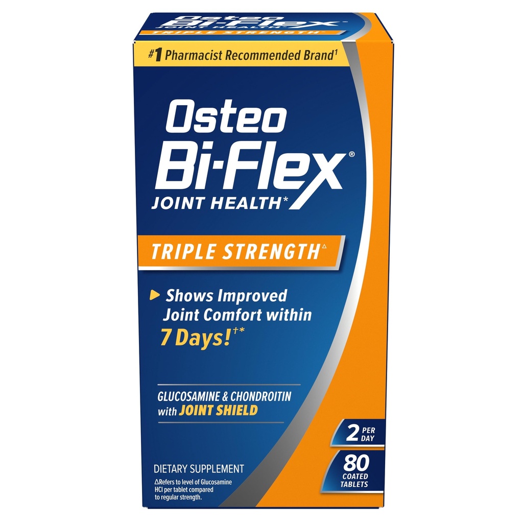 Osteo Bi-Flex Triple Strength, Glucosamine Chondroitin s vitaminem C Joint Health Supplemente, Coated Tablety, 80 Počet