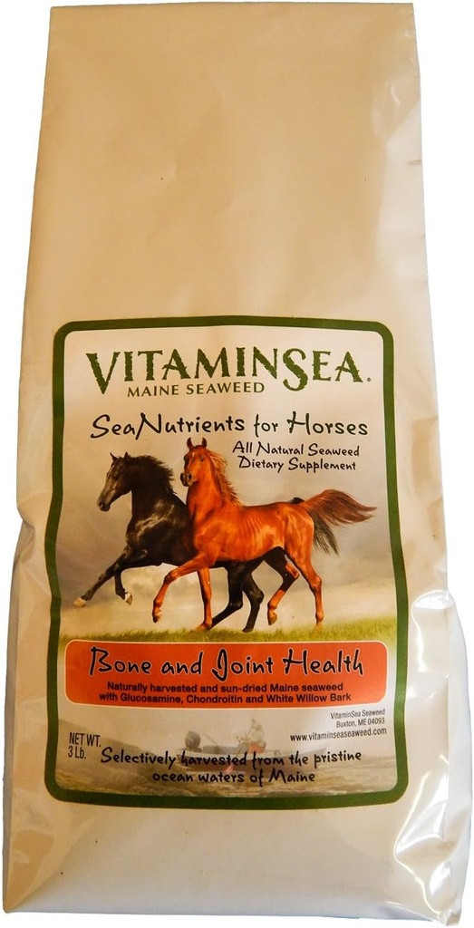 VITAMINSEA Koňské Kelpy Sušené mořské řasy dodatek 124; Všechny přírodní živiny pro koně 124; Kelp Flakes with Glucosamine, Chondroitin, White Willow Bark for Bone and Joint Health 124; 10 LB