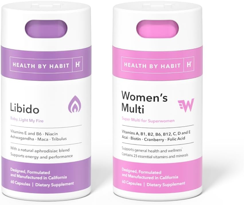 Zdraví podle Habit Pocit sám Kit - Libido Blend (60 Kapsle) & Dámské Multi doplněk (60 Kapsle), non GMO, cukr zdarma