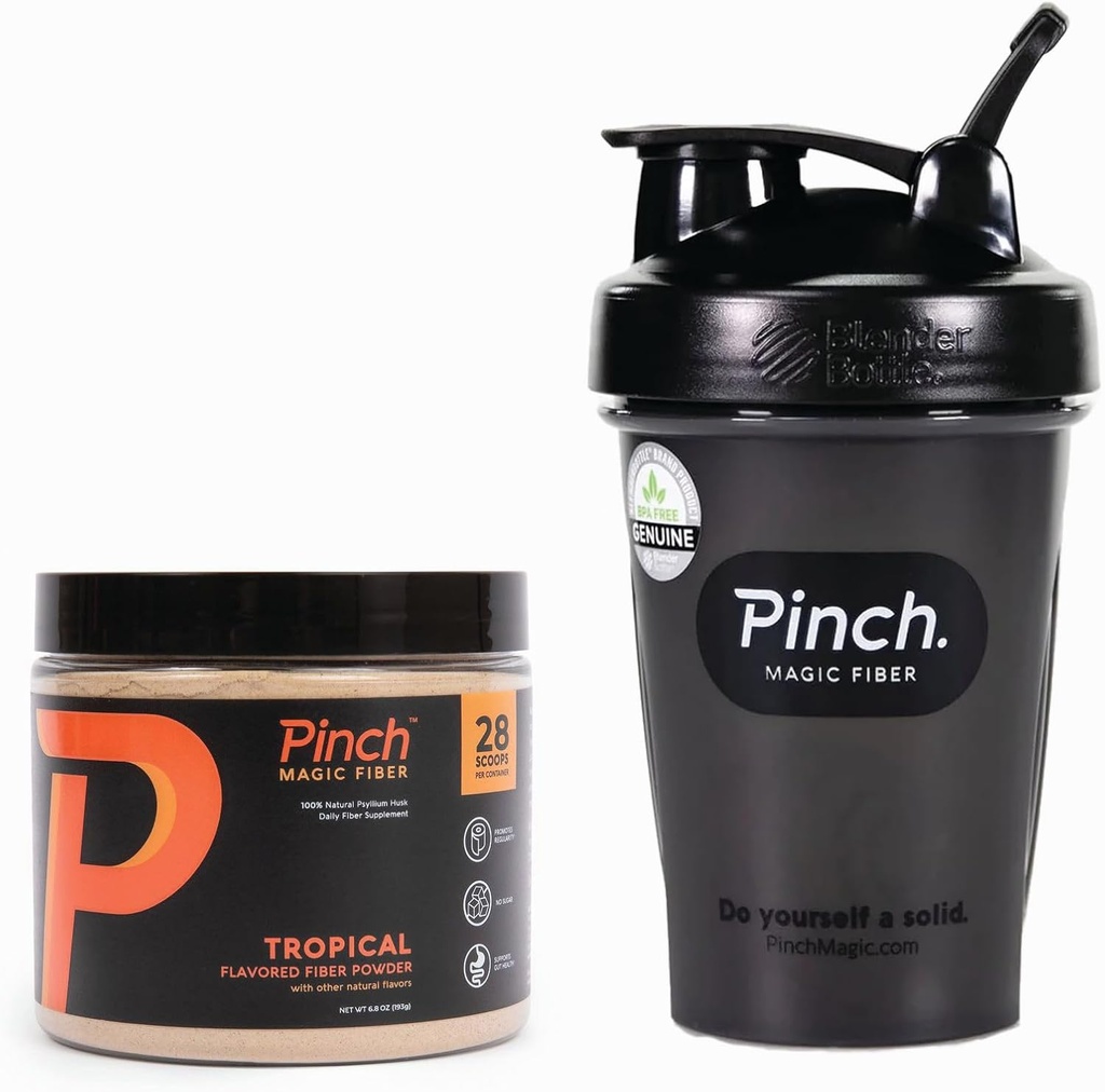 Pinch Magic Fiber & Shaker Combo Combo 124; Prebiotic Fiber dodatek pro stravovací zdraví, Keto, Vegan, Sugar-Free Fab124; Zahrnuje BPA-Free Shaker pro hladké míchání a cestování 124; USA-Made 124; 28- Day Supply 124; 20 oz