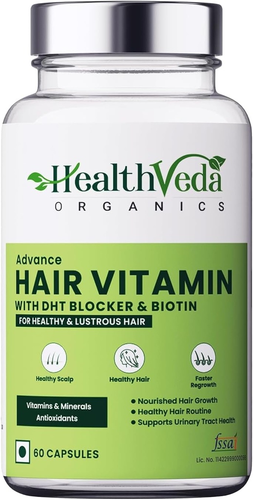 Generické Advance Vlasové vitamíny s Dht Blocker & Biotin 124; Pro lepší růst vlasů & Vlasové Fall Control 124; Stimuluje vlasové folikuly 124; pro muže a ženy - 60 Veg Kapsle