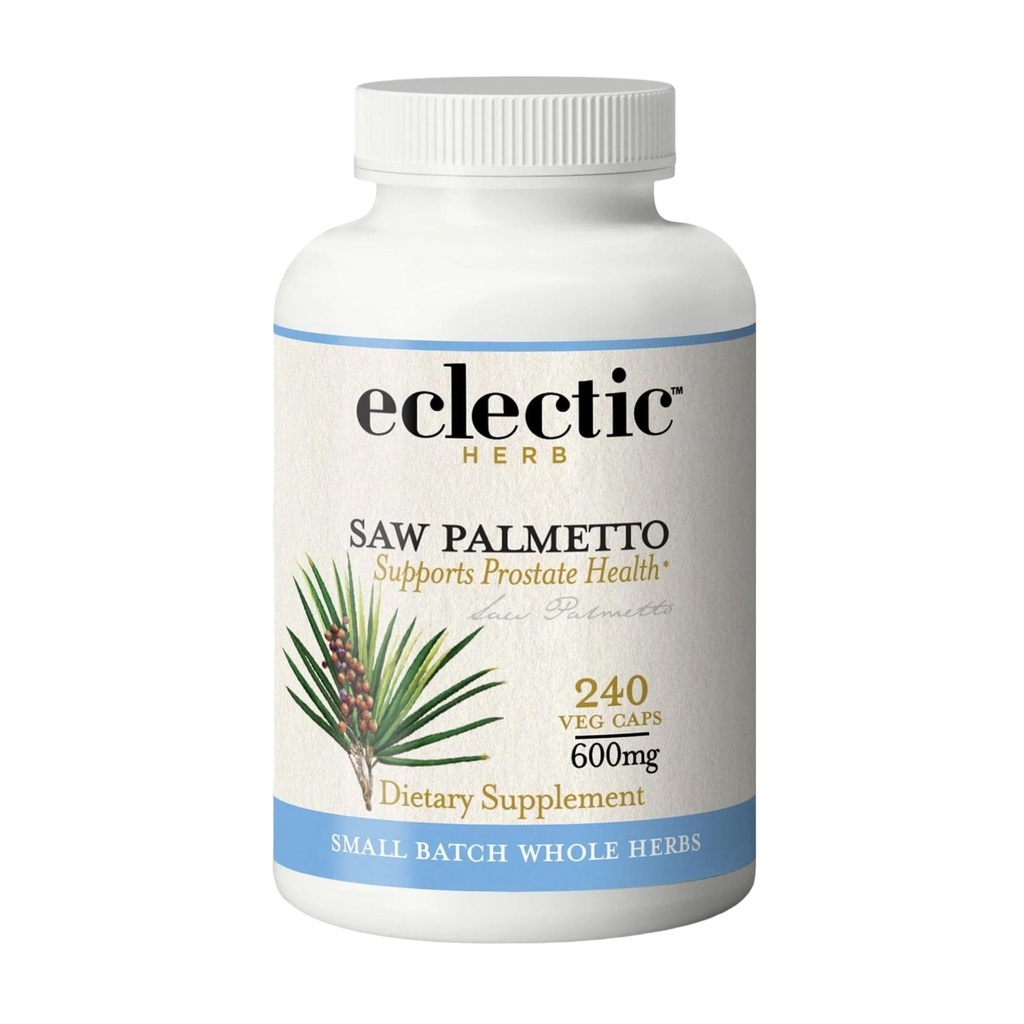 ECLECTIC INSTITUT čerstvě sušená pilka Palmetto - 600 mg - 240 Vegetariánských kapslí