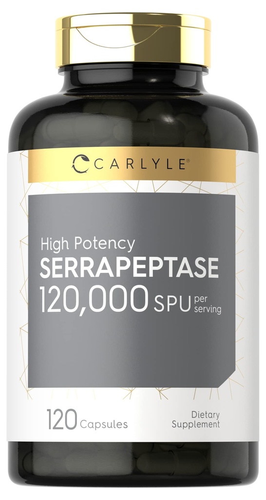 Carlyle Serrapeptáza 120000 SPU 124; 120 Kapsle 124; Podporuje Sinus zdraví 124; gluten zdarma doplněk enzymu