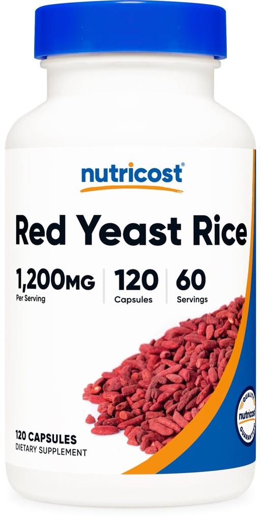 Nutricost Red Yeast Rice 1200mg, 120 Kapsle - 60 Serv, Veggie Caps, Non- GMO, gluten zdarma