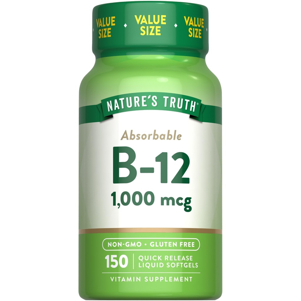 Nature 's Truth Vitamin B12 CLAS124; 1000 mcg CLAS124; 150 Softgels CLAS124; Non-GMO & Gluten zdarma dodatek
