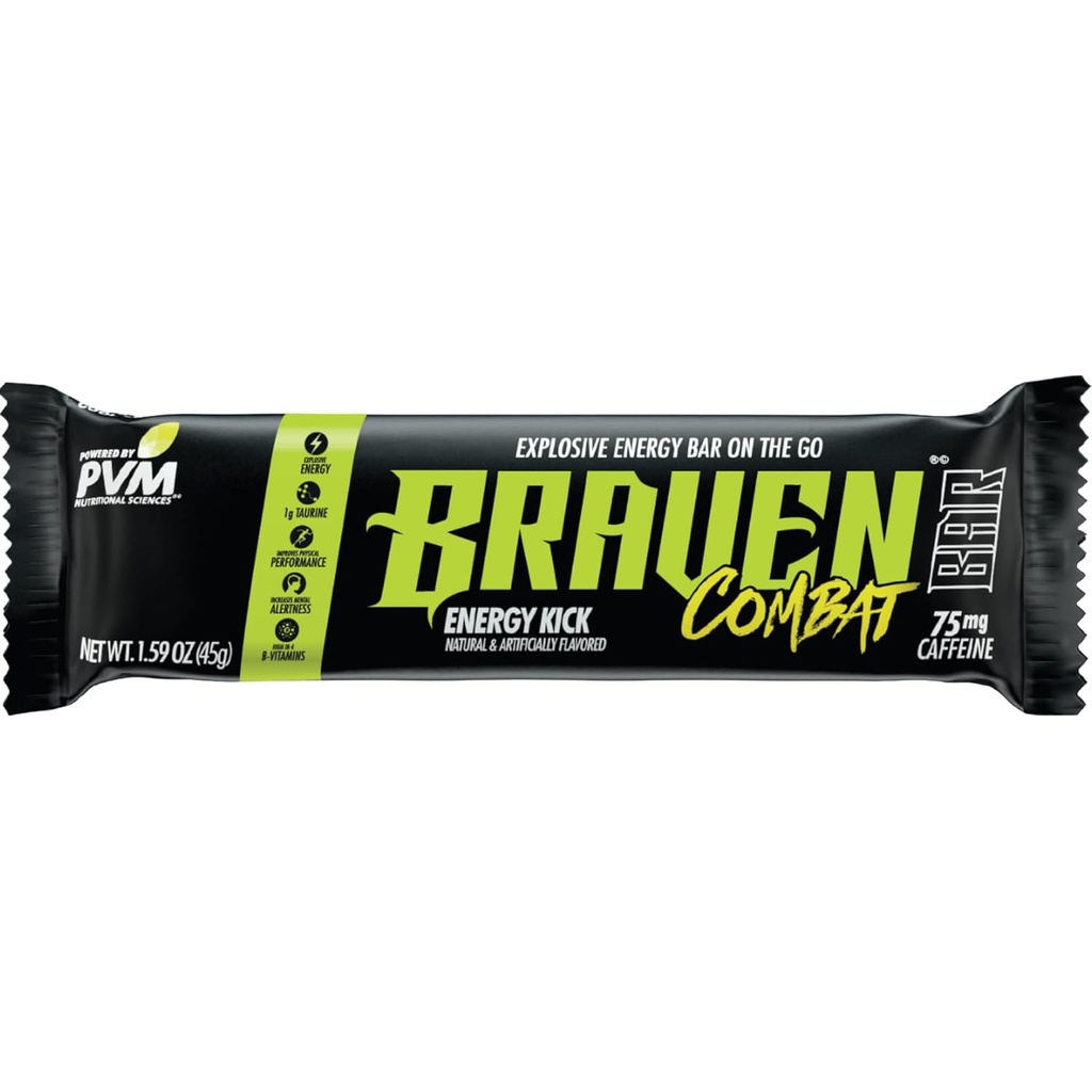 Braven Combat Energy Kick Energy Bary s kofeinem (1.59 oz, Pack of 20) - On-The- Energy Bary s 75mg kofeinu - gluten Free Energy Snacks - Alternativa k Chews energie s kofeinem