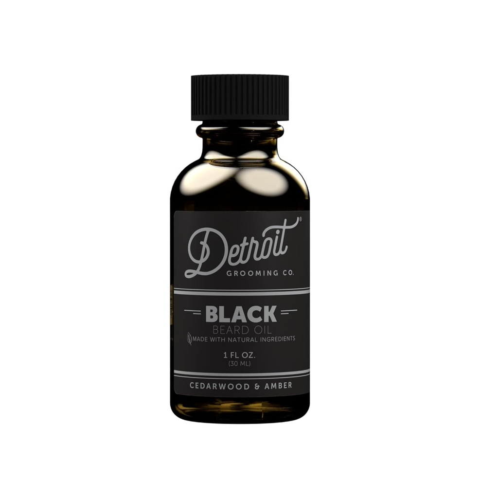 Detroit Grooming Beard Oil PHAR124; Hydratační a nurishing Formule s vitamínem PHAR124; Cedarwood & Amber • Black (1 oz)
