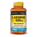 MASON NATURAL L- Arginine 500 mg s kalcium- podporuje zdravý oběh a cévní funkci, dodatek k oxidu dusnatému, 60 kapslí
