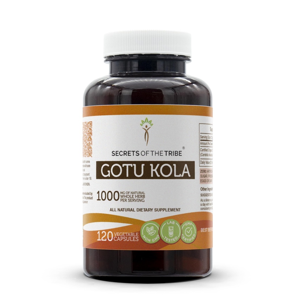 Tajemství Tribe Gotu Kola 120 Kapsle, 1000 mg, Gotu Kola (Centella Asiatica) Sušený Herb (120 Kapsle)