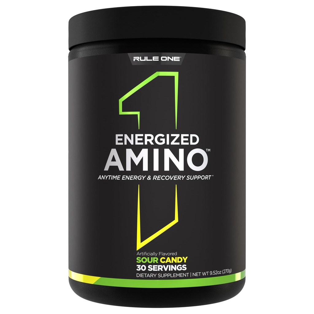 Pravidlo 1 Energizované Amino - Kdykoliv podpora energie a obnovy s BCAA, glutamin, Citrulline, Beta Alanine, a kofein ze zelených kávy a čajového listí Extrakty (30 Služení, Sur Candy)