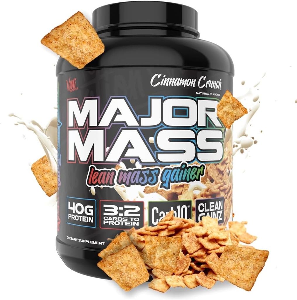 VMI Sport 124; Hlavní hmotnost Lean Mass Gainer 124; Mass Gainer Protein Powder for Muscle Gain 124; Hmotnost Gainer Protein Powder for Men PHAR124; Hmotnost Gainer pro ženy (Skořice Crunch, 4 Litry)