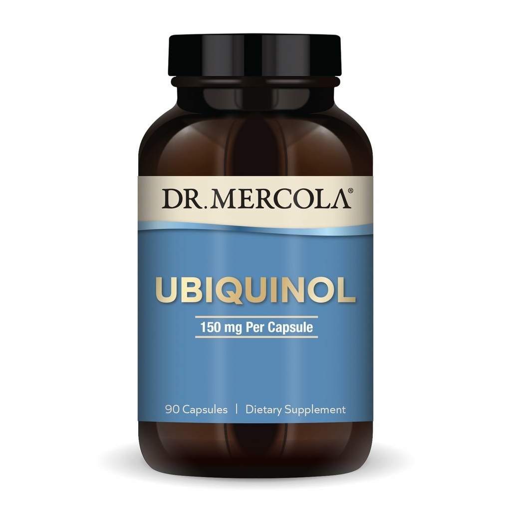 Dr. Mercola Ubiquinol - 150 mg Ubiquinol - Podporuje výrobu energie - Antioxidant dodatek - Non- GMO, gluten- Free & Soy- 90 Kapsle (90 Služeb)