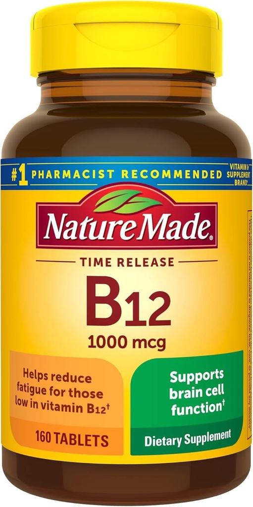 Nature Made Vitamin B- 12 1000 mcg Časované uvolnění tablety 160 ea (balení po 3)