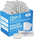 D & H Medical Pack of 36 Gauze Bandage Roll 4 Inches x 4.1 Yardy s páskou - Zdravotnický gázový obal pro Wounds Care - Snadné použití bavlněných rolí pro ruční oděvní kroužky & kolena