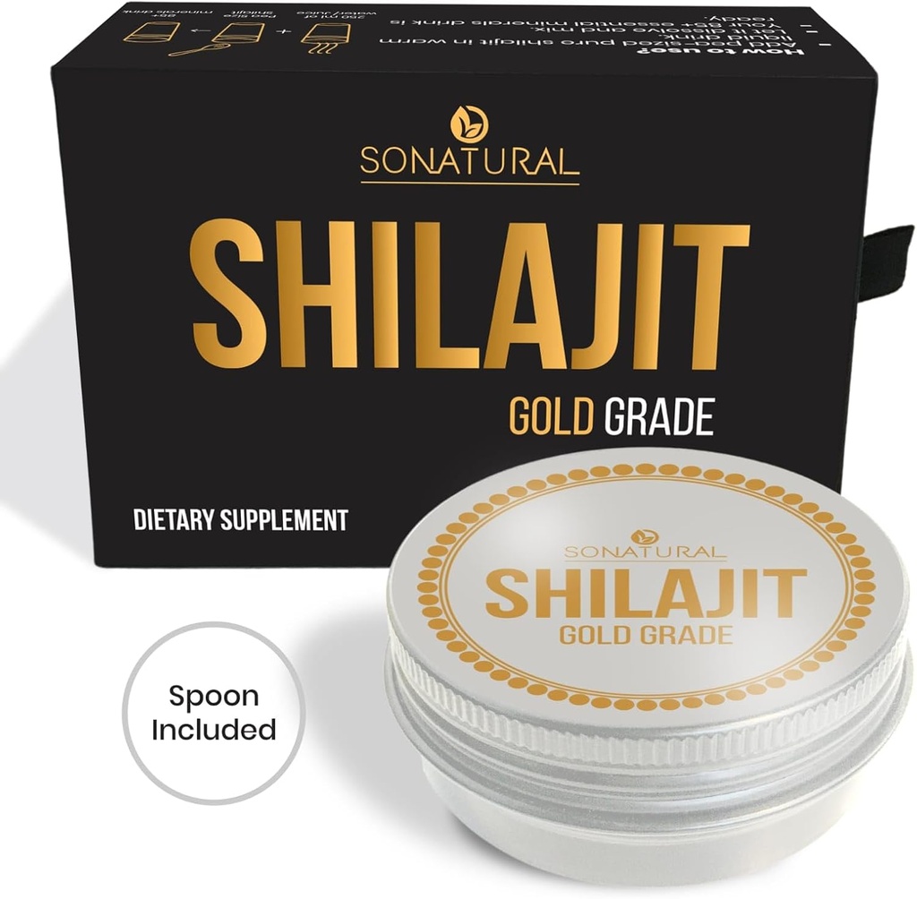 Sonatural Shilajit Pure Himalayan Organic - 30g Gold Class 100% Pure Shilajit Resin with Fulvic Acid & 85 + Trace Minerals Complex for Energy & Immunication Support, (2 měsíce dodávky)
