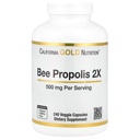 California Gold Nutrition Bee Propolis 2X Potency, Koncentrovaný extrakt 500 mg, Ekvivalentní s 1000 mg přírodní propolis, Podpora imunitního zdraví a vitality *, 240 Veggie Kapsle