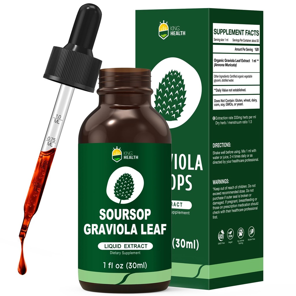 Organic Soursop Graviola Leaf Extract Liquid Drops CLAS124; Soursop Bitters Liquid CLAS124; High Absorption, Enhanced Biologická dostupnost CLAS124; Vegan, Non- GMO, Gluten Free CLAS124; Imunitary Support CLAS124; 1 Fl Oz