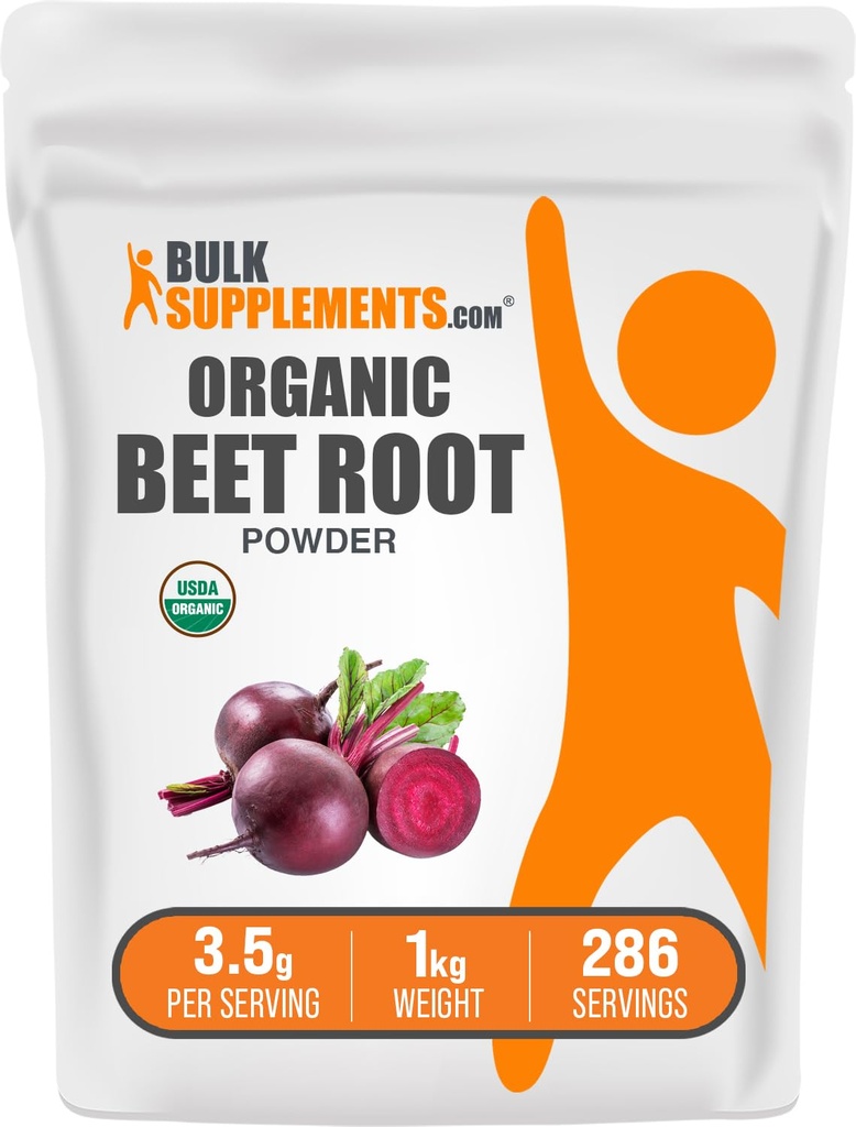 BulkSupplements.com Organic Beet Root Powder - Superfood Supplement, Beet Root Supplementary - Vegan & gluten zdarma, 3.5g per Serving, 1kg (balení 5) (11 liber)