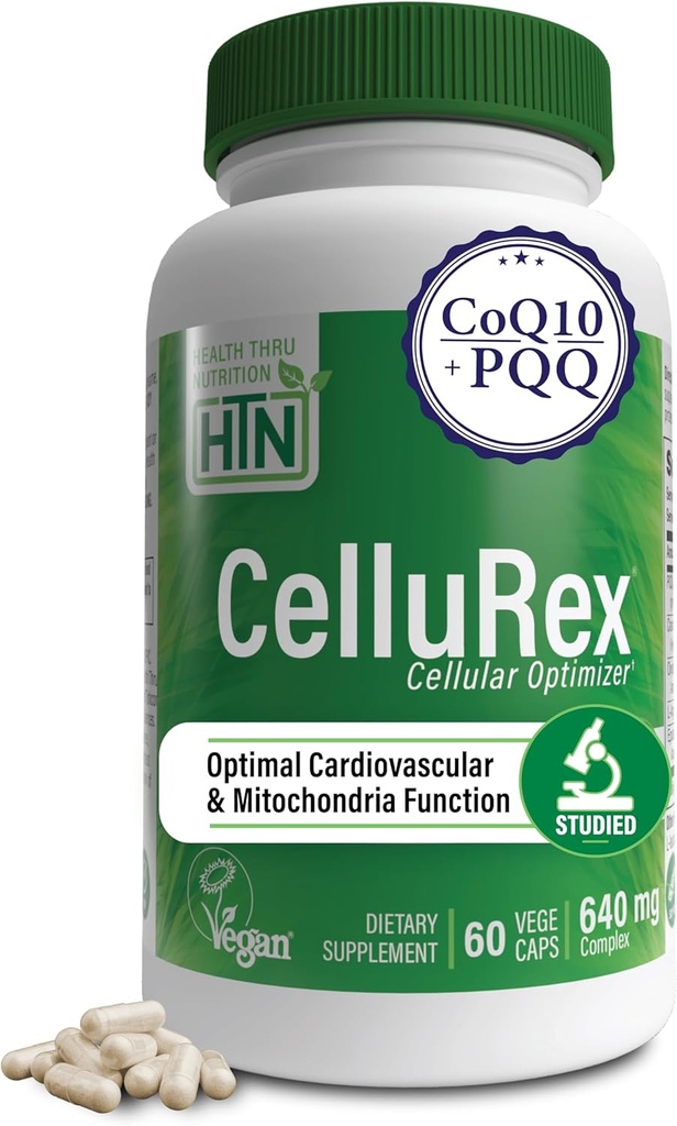 Zdraví Thru Nutrition CoQ10 Plus PQQ a Red Spinach CLAS124; Cellurex CLAS124; Cellulární optimalizátor pro energii a Mitochondria Function Support CLAS124; Certified Vegan CLAS124; Non- GMO (Balení 60)