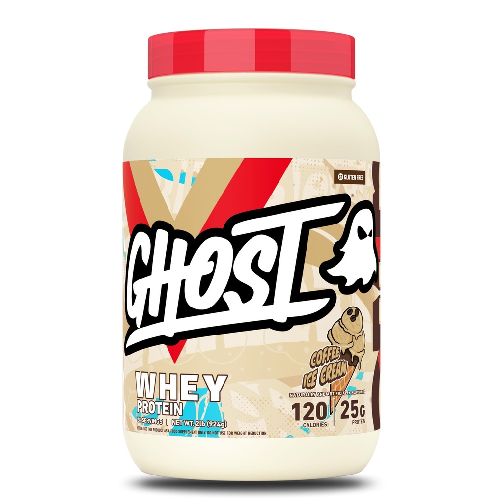 GHOST Syrovátkový proteinový prášek, kávová zmrzlina - 2LB, 25G proteinu - syrovátkový protein Blend - The Post Workout Fitness & Nutrition Shakes, Smoothies, Pečení a vaření - Soy & gluten- Free