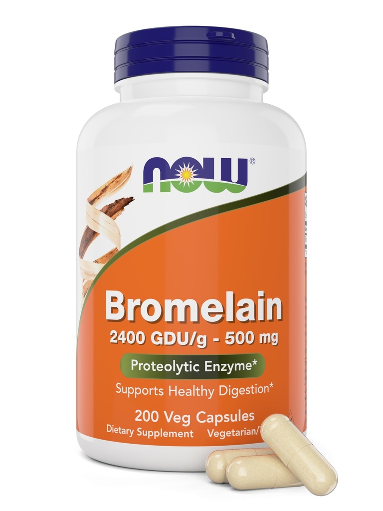 Bromelain 500 mg, 200 Veg Kapsle - Přírodní ananas, dodatek k proteolytickému enzymu, 2400 GDU